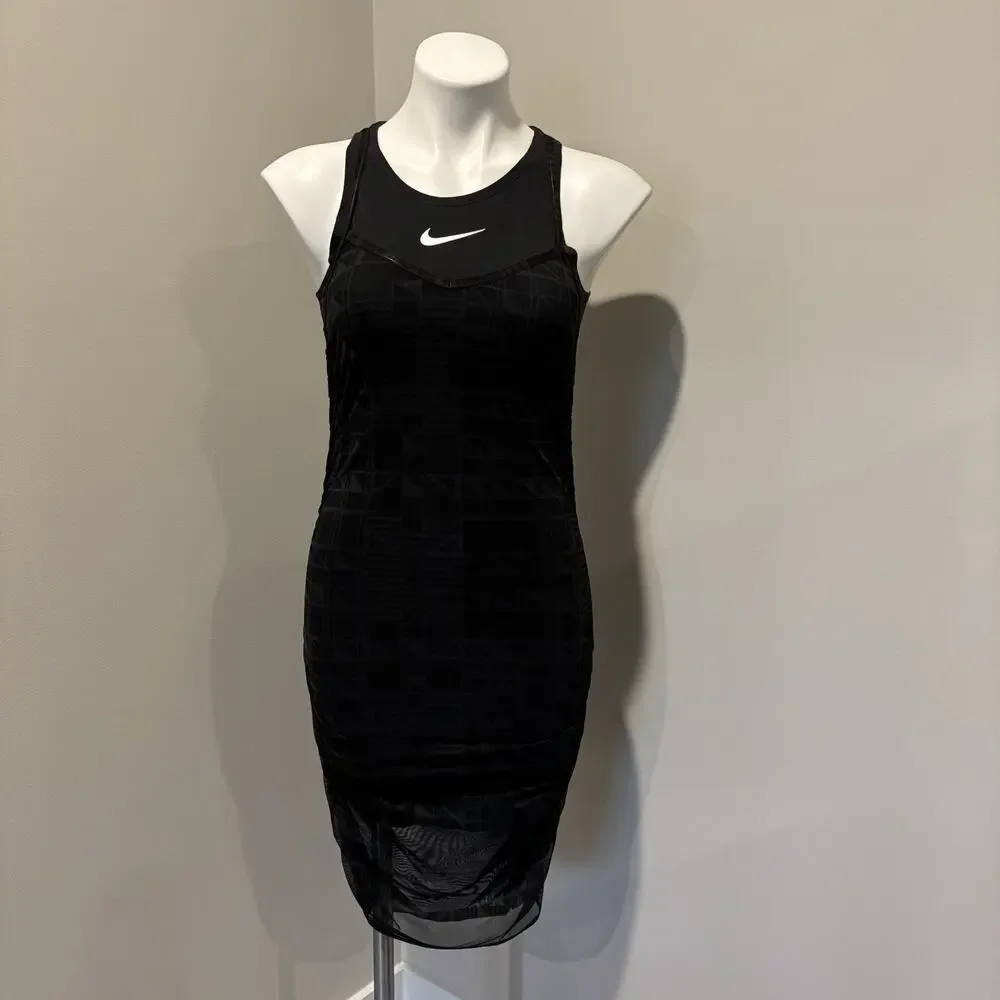 Nike Tank Dress XS Black Shirred Bodycon - Picture 13 of 13